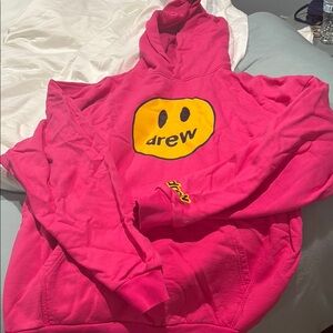 Pink Drew House Hoodie with Smiley Logo